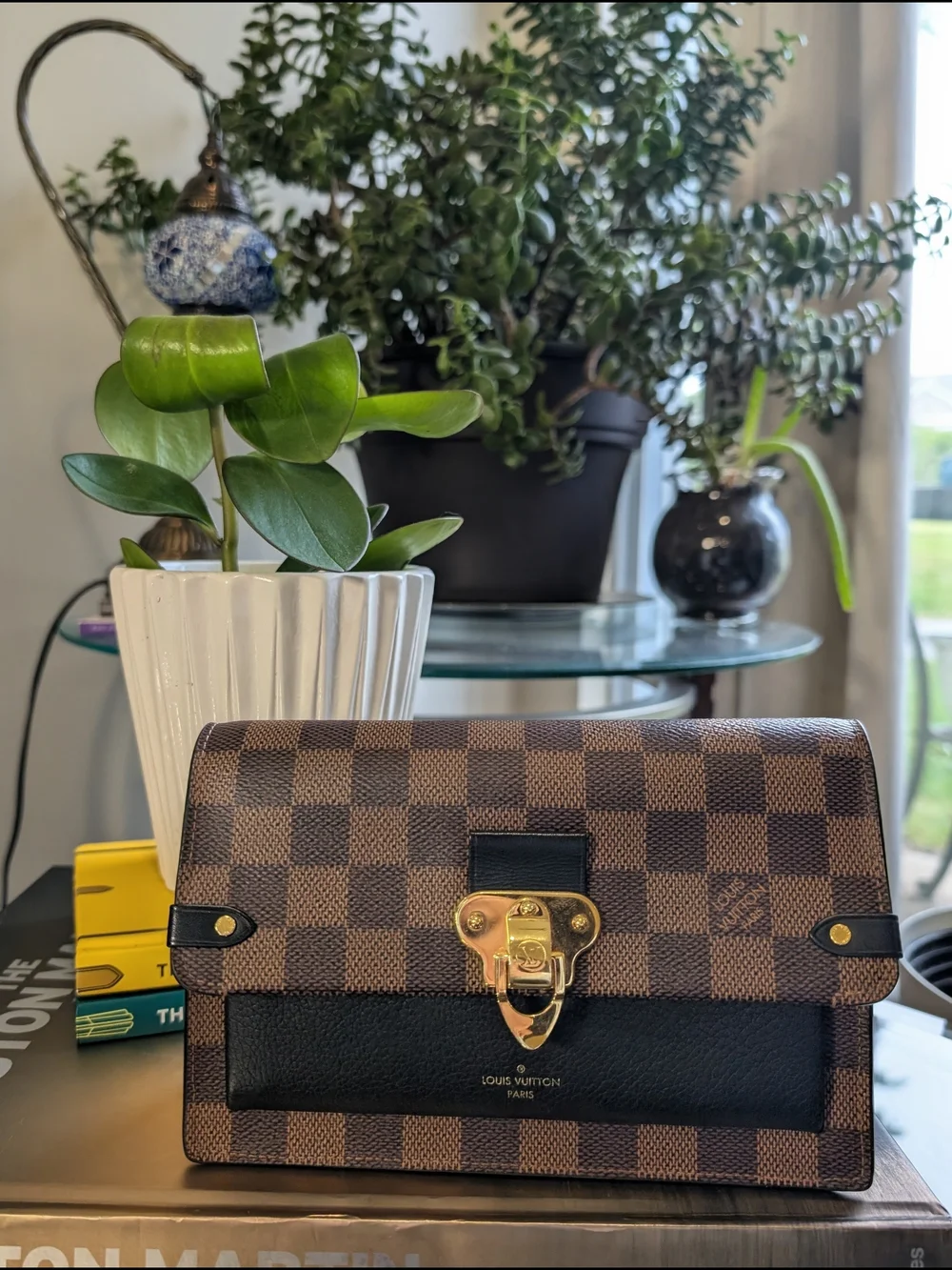 Louis Vuitton Brown Damier Ebène and Black Envelope Crossbody with Gold Hardware - Picture 10 of 16